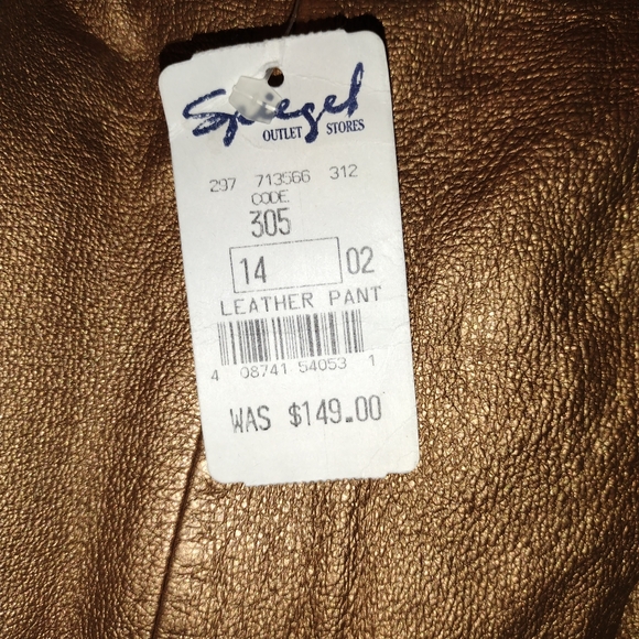 designer gold leather pants~missy size - Picture 3 of 4
